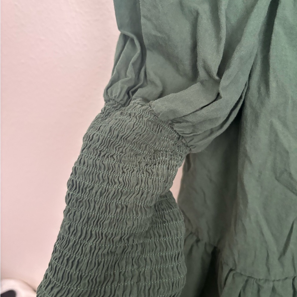 Pomander Place‎ Ceci Smocked Tiered Long Sleeve Dress - small - jaguar green - Picture 4 of 7